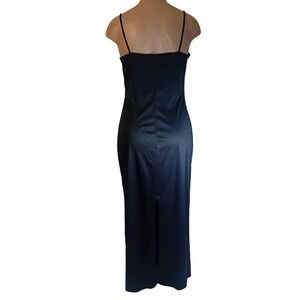 Vintage 90s ALGO Satin Slip Maxi Dress Back Slit Formal Evening Glam Cocktail 14